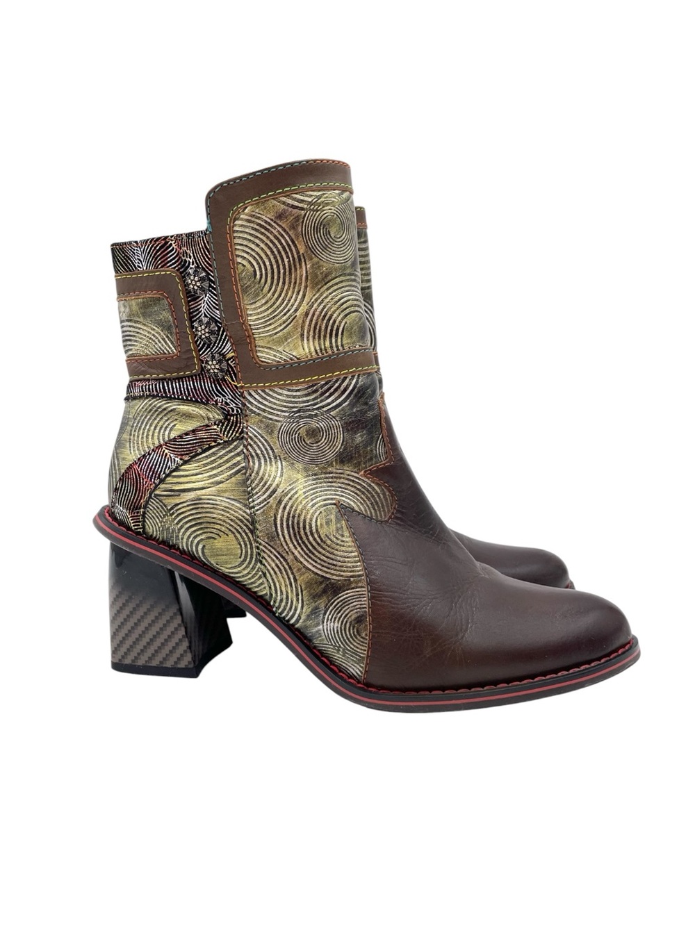 Spring Step L'Artiste Thunderbird Heeled Boot Olive Green Size 38 Bohemian Artsy